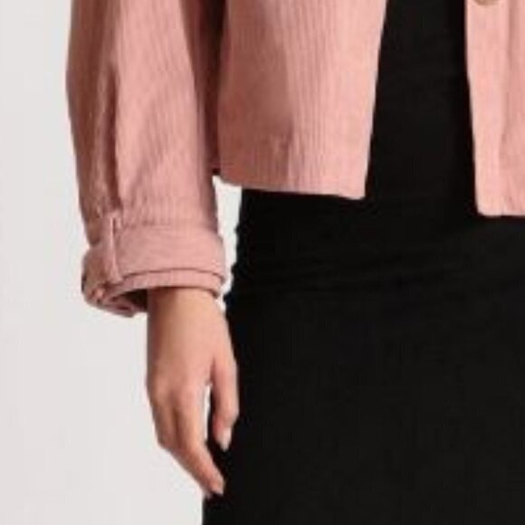 Avec Les Filles Rose Pink Corduroy Cropped Shacket Jacket Size Medium - Picture 5 of 15